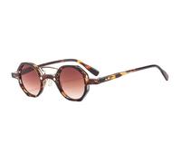 JRLLFD Vintage Small Round Women Sunglasses Fashion Clear Ocean Lens Uv400 Men Rivets(leopard tea)