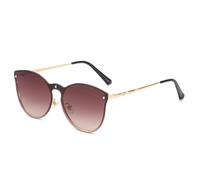 JRLLFD Vintage Sunglasses Woman Man Rice Nail Female Fashion Driving Uv400(Gold Gradient Tea)