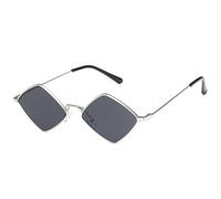 JRLLFD Women's Rhombus Sunglasses Small Frame Cateye Sun Glasses for Ladies Retro Leisure Eyewear Shades Black,Silver Black,one size