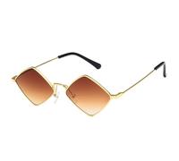 JRLLFD Women's Rhombus Sunglasses Small Frame Cateye Sun Glasses for Ladies Retro Leisure Eyewear Shades Black,Gold Tea,one size