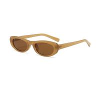 JRLLFD Women's Vintage Oval Small Frame Sunglasses Fashion Luxury Outdoors Uv400(Brown Brown)