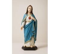 JRose Collections 28cm Immaculate Heart of Mary Statue - Hand Painted Catholic Figurine in Blue and White Robes - Decorative Religious Ornament for Home Altar, Church or Prayer Room Display