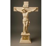 JRose Collections 30cm Crucifix Figurine - Resin Cross with Jesus Figure - Marble Effect Christian Religious Ornament for Home or Altar Décor