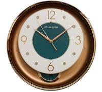 JRose Collections 40cm Decorative Wall Clock - Silent Non-Ticking Quartz Movement - Modern Luxury Round Design with Gold Detailing - Ideal for Living Room, Kitchen, Office JR5053 (Green)