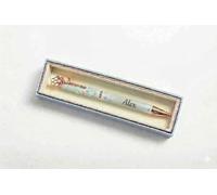 JRose Collections Alex Named Floral Pen in Gift Box - Twist Ballpoint Pen with Rose Gold Flower Clip & Black Ink - Elegant Writing Pen