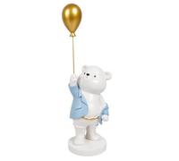 JRose Collections Balloon Bear Ornament Resin Statue 30cm, Modern Decorative Bear Figurine Holding Gold Balloon, Contemporary Shelf Table Home Decor for Living Room Bedroom Office Nursery