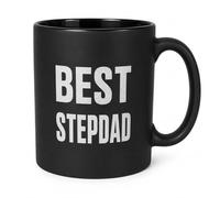 JRose Collections Best Stepdad Mug 625ml Large Ceramic Coffee Cup, Double Sided Engraved Text, Matte Black Finish, Gift Box Included, Tea Mug for Step Dad Birthday Fathers Day
