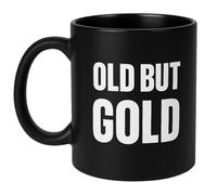 JRose Collections Black Ceramic Coffee Mug 625ml - “Old BUT Gold” Engraved Design, Oversized Tea Cup with Gift Box - Durable Matte Finish for Home, Office & Gifting