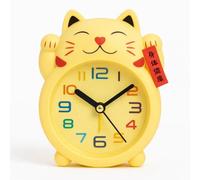 JRose Collections Cat Alarm Clock for Kids 10x9cm Cute Analog Bedside Clock Quartz Battery Operated Loud Alarm Easy Read Colourful Numbers Children Bedroom Desk Clock 1 AA Battery Not Included