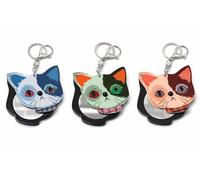 JRose Collections Cat Keychain Compact Mirror 3 Pack, Cute Folding Purse Mirror Keyring Set, Portable Travel Makeup Key Chain, Rhinestone Cat Face Bag Charm Accessory for Handbag Backpack Keys 7cm