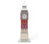 JRose Collections Crystal London Big Ben Clock Souvenir - 24cm Silver Ornament with Lights | UK Tourist Gift | Iconic British Landmark | Desk or Shelf Display | Elegant Home & Office Decor