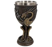 JRose Collections Dragon Skeleton Goblet Chalice - Medieval Gothic Wine Cup with Stainless Steel Insert - Fantasy Viking Barware for DND, Cosplay, Decor & Gifts