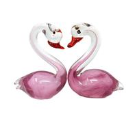 JRose Collections Elegant Glass Swan Ornament Set - Handcrafted Decorative Pair - Ideal for Home Decor and Gifts 12cm High (Pink)