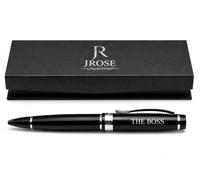 JRose Collections Engraved Ballpoint Pen Gift for Boss, Premium Metal Twist Pen with Luxury Gift Box, Smooth Black Ink, Permanent Laser Engraving, Executive Office Writing Pen