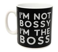 JRose Collections Giant 900ml Mug - Black & White Extra Large Coffee Cup with Quote “I’m Not Bossy I’m The Boss” - Jumbo Ceramic Tea Mug, Funny Office & Home Novelty Gift