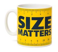 JRose Collections Giant Size Matters Mug 900ml - Jumbo Extra Large Coffee Tea Cup - Funny Ruler Design - Yellow & Black Humorous Oversized Ceramic Mug for Kitchen Office Desk JR5095