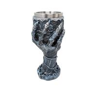 JRose Collections Gothic Skull Goblet 200ml Stainless Steel Chalice, Resin Skeleton Hand Cup, Dark Fantasy Drinking Goblet for Home Bar Decor, Halloween Tableware, Collectible Horror Style Cup