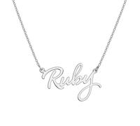 JRose Collections Identité Necklace - Ruby | Personalised Name Necklace with Adjustable Chain in Gift Box by Mulberry Studios