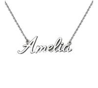 JRose Collections Identité Personalised Name Necklace - Popular Girls’ Names & Titles - Adjustable Chain in Gift Box by Mulberry Studios (Amelia)