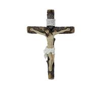 JRose Collections Jesus Crucifix Hanging Wall Cross - 24 cm | Detailed Resin Jesus Figure with INRI Inscription | Rustic Wood-Effect Religious Wall Decoration for Home, Church or Chapel