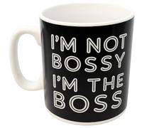 JRose Collections Jumbo Giant Mug 900ml - I'm NOT Bossy I'm The BOSS - Black Ceramic Coffee Cup with Bold White Text | Funny Oversized Tea Mug for Women Men Office Home Gift