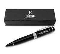 JRose Collections Luxury Black Twist Ballpoint Pen - GRADUATE Engraved - Black Ink - Gift Boxed - Graduation Gift for Him or Her