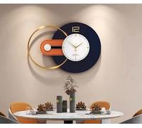 JRose Collections Modern Geometric Wall Clock for Living Room - Silent Non-Ticking Design, Large Decorative Metal Clock with Gold Ring - Contemporary Style, Battery Operated - 56x36cm
