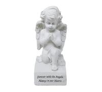 JRose Collections Praying Cherub Guardian Angel Ornament - 16cm White Memorial Figurine with Forever with the Angels Always in our Hearts Inscription