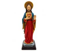 JRose Collections Sacred Heart Jesus Statue 28cm Resin Figurine Religious Ornament Christian Home Decor Prayer Statue Detailed Hand Painted Sculpture JR2526
