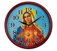 JRose Collections Sacred Heart of Mary Wall Clock - 28cm Round Religious Wall Clock with Quartz Movement - Virgin Mary Image - Silent Non-Ticking - Catholic Christian Home Decor