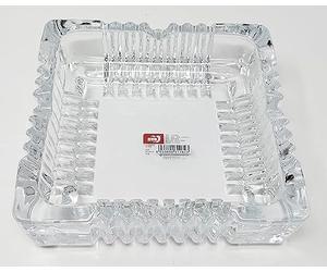 JRose Collections Square Glass Ashtray Crystal Cut Effect Transparent for Cigarettes Cigars Indoor Outdoor 10cms (JR1206)