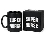 JRose Collections Super Nurse Mug 625ml Large Ceramic Coffee Mug Gift Set with Matching Box Double Sided Engraved Design Black Cup for Nurse Appreciation Birthday Thank You Gift