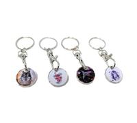 JRose Collections UK Shopping Trolley Token Keyring - 4 Assorted Designs | Reusable Coin Replacement for Trolley | Convenient Keyring with Clip | Eco-Friendly Alternative to Pound Coins