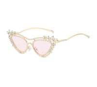 JRPAJK Luxury Double Beam Cat Eye Women Sunglasses Personality Flower Diamond Trend Men UV400