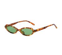 JRPAJK Retro Small Oval Women Uv400 Sunglasses Personalized Contrast Color Frame Leopard Print Men Shades