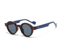 JRPAJK Round Sunglasses Men Punk Double Color Shades UV400 Retro Rivets Decoration Women Trending Clear Lens Frame(One size/blue)