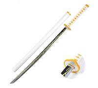 JRPT Pu Foam Samurai Sword Japanese Katana Slayer Blade Weapon Toy Role-Playing Props for Anime Fans Children's Day Halloween Party Supplies/Agatsuma Zenitsu/100Cm