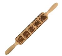 Jrpzcv 1 Piece Animal Print Embossed Rolling Pin Cookie Rolling Pin, Large Wood Textured Roller for Baking