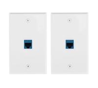 Jrpzcv 2-Pack 1 Port Ethernet Wall Plate, RJ45 Cat6 Female to Female Jack Inline Coupler Face Plates, 1-Port