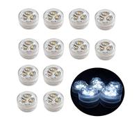 JRQ 12pcs LED Submersible Flame LED Candles Battery Operated Tea Lights Party Submersible for Aquarium, Vase Base, Pond, Pool Floor, Bathroom, Party Decorations Cool White