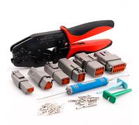 JRready Deutsch ACT-LY-16DT Crimping Pliers Connector Kit 2 3 4 6 8 12 Pin 1 Kit with 35 Pairs Stamped Contacts for Automotive Repair (ST6341-16DT)