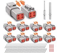JRready Deutsch DTM Connector 4 Pin 8 Kits, ST6330-401 DTM Connector Kit with Size 20 Solid Contacts 20-22AWG, Waterproof Automotive Electrical Connectors for Cars, Motorcycle, Truck, Marine