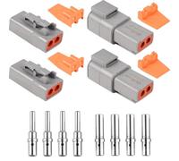 JRready DTP Connector Kit ST6138 2 Pin Gray Waterproof Electrical Wire Connector with Size 12 Solid Contact 14-12 AWG Current Rating 25 Amps,2 Sets