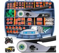 JRready DW5008-02 Deutsch Connector Kit, 2 3 4 6 8 12 Pin DT Connectors, Size 16 Solid Contacts 16-20AWG, Deutsch Crimp Tool, Deutsch Pin Removal Tool,Waterproof Automotive Gray Connectors