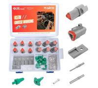 JRready German Plug 3-Pin Grey IP68 Waterproof DT Connector Set 6 Sets with German Terminal Kit Wire Gauge 16-20 AWG for Cars, Motorcycles, Trucks, Boats