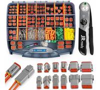JRready ST6110-1 Deutsch Connector Kit, DT Connectors 2 3 4 6 8 12 Pin, Deutsch Crimp Tool JRD-HDT-48 Crimp Wire 12-22AWG, Deutsch Pins Terminal 14-16AWG with Pin Removal Tools and 14AWG Yellow Seals