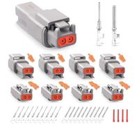 JRready ST6329-2 Deutsch DTM Connectors kit 2 Pin Gray Waterproof DTM Connector 2 Pin 4 Sets, with Stamped Contacts Pin Sockets Size 20 (16-22 AWG), Deutsch pin kit