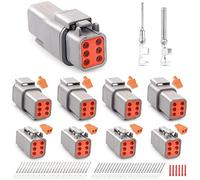 JRready ST6329-6 Deutsch DTM Gray 6 Pin Connector(4 Sets), Waterproof Electrical Wire Connectors with Size 20 Stamped Contacts and Seal Plugs for Truck, Motorcycle, Off-Road Vehicles, Marine.