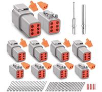 JRready ST6330-6 Pin Connector 5 Kit, DTM Connector Kit with Size 20 Solid Contacts 16-22AWG 30Pairs, Waterproof Automotive Electrical Connectors for Cars, Motorcycle, Truck, Marine