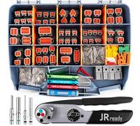 JRready ST6437 Deutsch Connector Kit, DTM 2 3 4 6 8 12 Pin Connectors with Tower Style Crimping Tool, Size 16 20 Solid Contacts Wire Gauge 14-22AWG, Yellow Seals 14AWG
